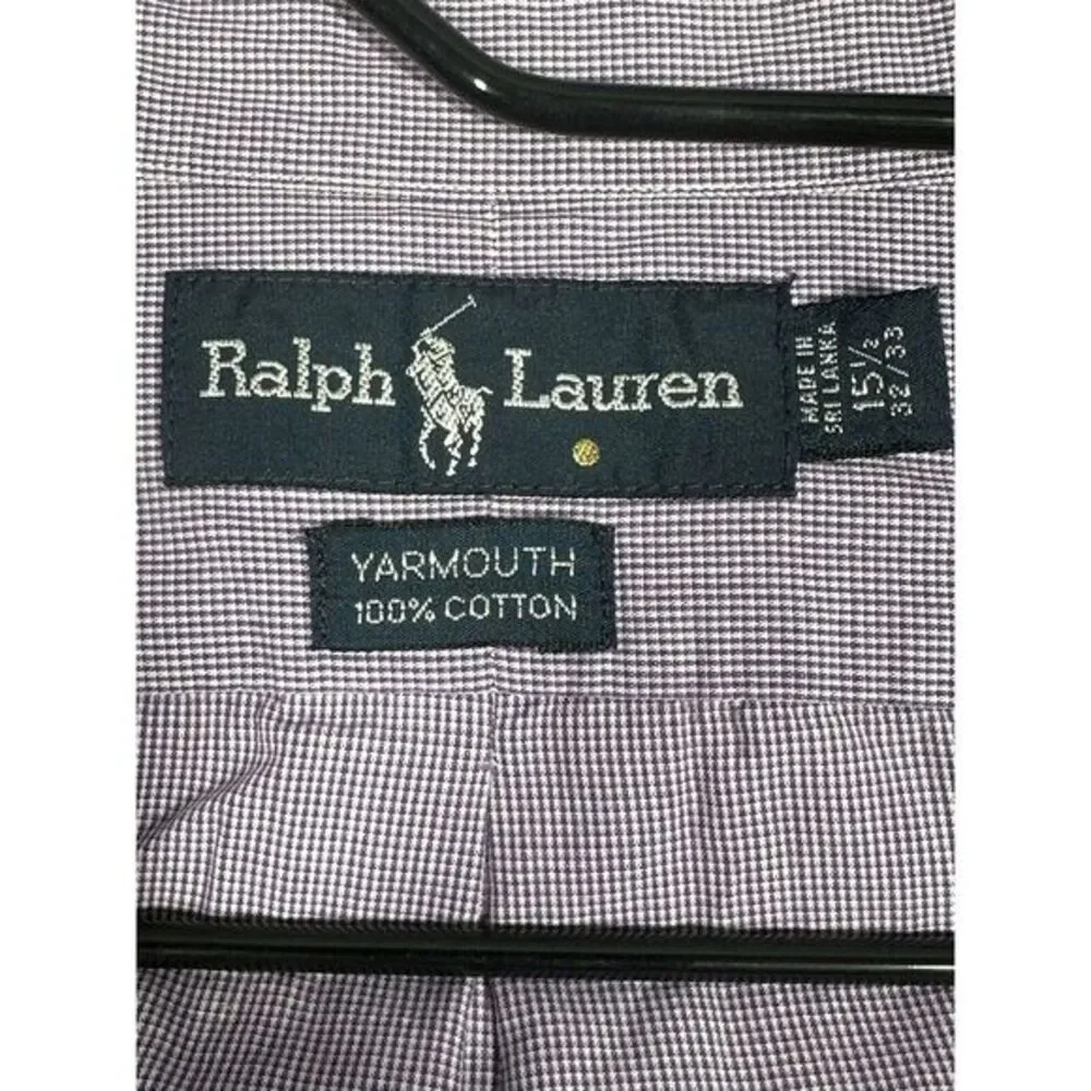 Polo Ralph Lauren Shirt Men 15.5‎ 32/33 Gingham Button Down Yarmouth
